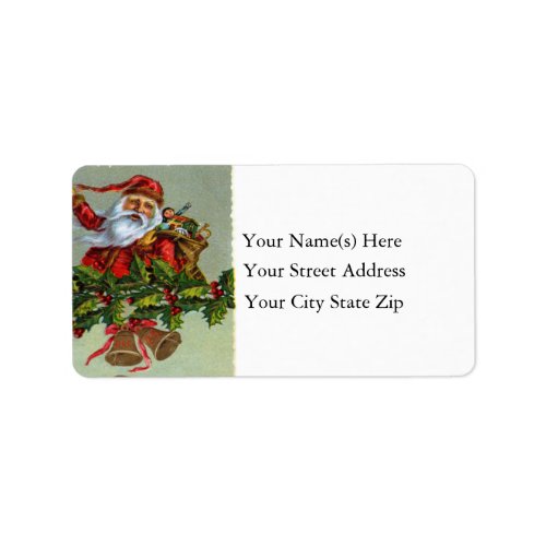 Santa and Holly Vintage Address Label