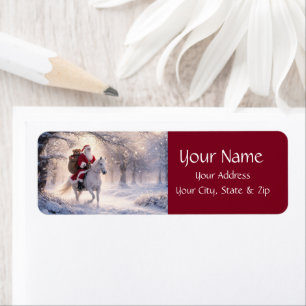 Santa and Horse Christmas Return Address Label