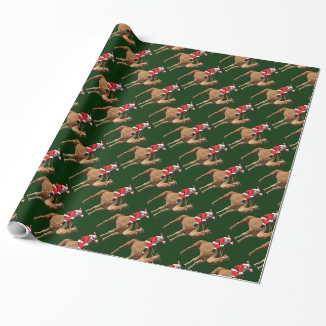 Santa And Hump Day Camel Christmas Wrapping Paper (Unrolled)