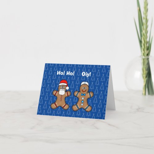Santa and Jewish Gingerbread Man Chrismukkah Card
