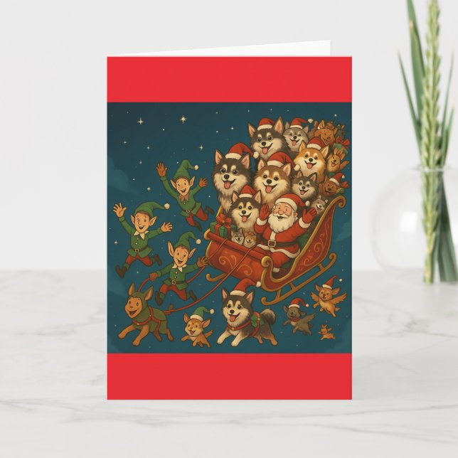 Santa and Joyful Elves Card (Front)