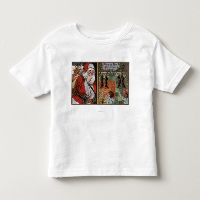 Santa and Kids looking up Chimney Toddler T-shirt (Front)