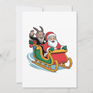 Santa and Krampus Evil Dark Christmas Horror Xmas Card