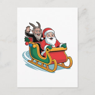 Santa and Krampus Evil Dark Christmas Horror Xmas Holiday Postcard