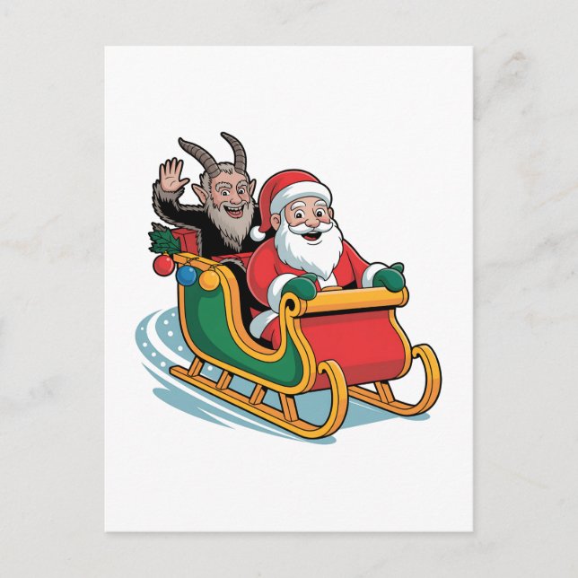 Santa and Krampus Evil Dark Christmas Horror Xmas  Holiday Postcard (Front)