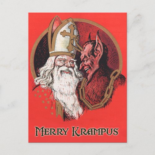 Santa and Krampus Postcard