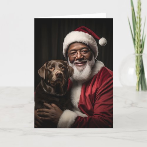 Santa and Labrador Retriever Holiday Card