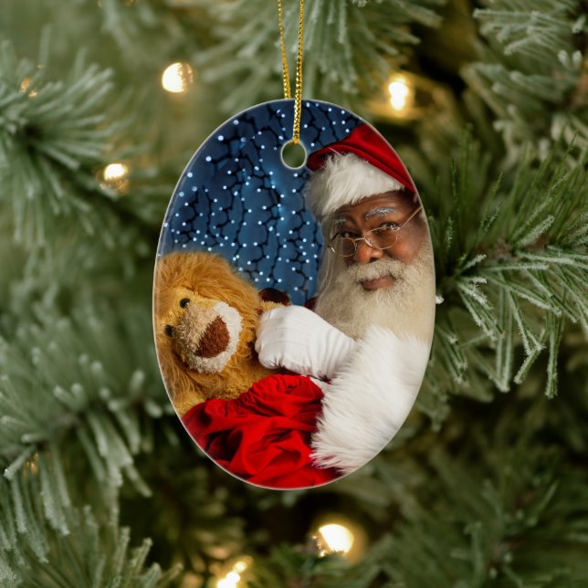 Santa and Leo the Lion Ceramic Ornament (Tree)