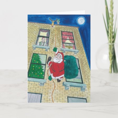 Santa And Menorah Holiday Card