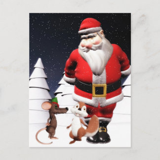Santa and Mouse Christmas Postcard