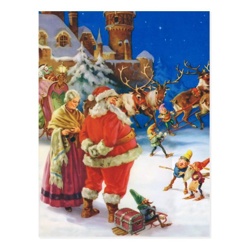 Santa and Mrs. Claus at the North Pole Postcard | Zazzle