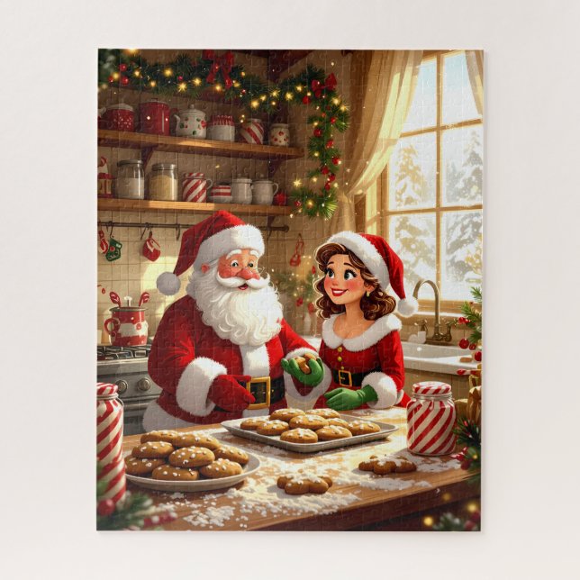 Santa and Mrs. Claus Baking Cookies Jigsaw Puzzle (Vertical)