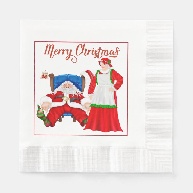 Santa and Mrs. Claus Christmas Napkins (Front)