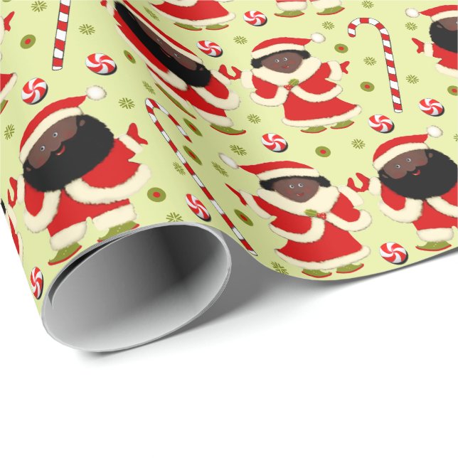 Santa and Mrs. Claus Christmas Wrapping Paper (Roll Corner)
