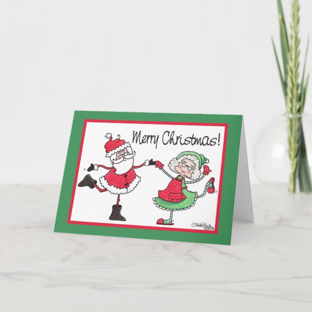 Santa and Mrs. Claus Dance Holiday Card (Front)