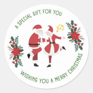 Santa and Mrs. Claus dancing Christmas Sticker