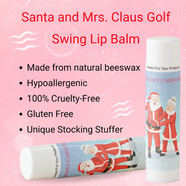 Santa and Mrs. Claus Golf Swing Lip Balm (Swinging fun for the holidays! )