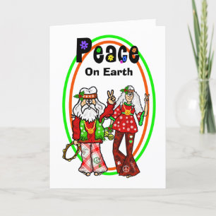 Santa and Mrs. Claus Hippie Christmas Card