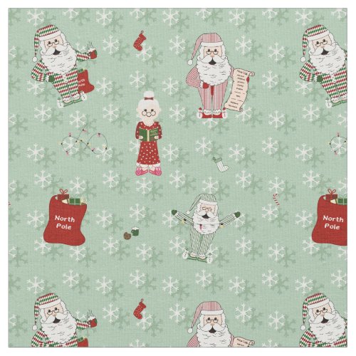 Santa and Mrs Claus in Pyjamas and Nightgown Fabric
