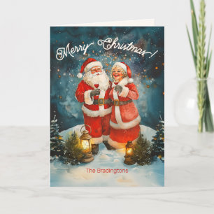 Santa And Mrs Claus Merry Christmas Holiday Card