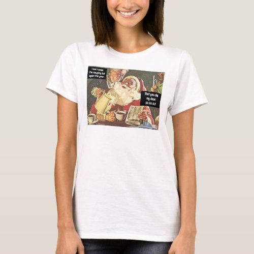 Santa and Mrs Claus Naughty is Nice Vintage Funny T_Shirt