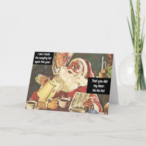 Santa and Mrs Claus Naughty  Nice Vintage Funny Card
