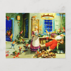Santa and Mrs. Claus Relax Christmas Night Holiday Postcard