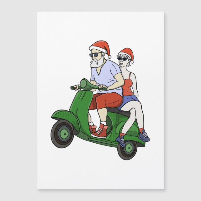 Santa and Mrs. Claus riding a scooter (Front)