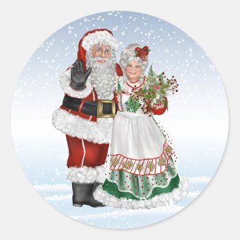 Santa And Mrs. Claus Sticker by ChristmasBellsRing at Zazzle
