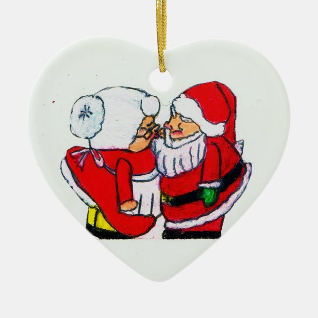 SANTA AND MRS. CLAUSE CHRISTMAS KISS ornament (Front)