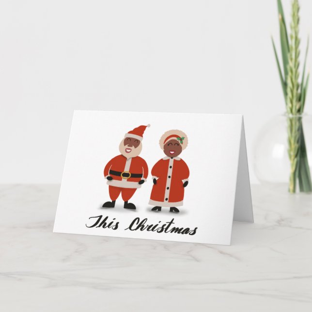 Santa and Ms.Claus Christmas Card Black Santa (Front)