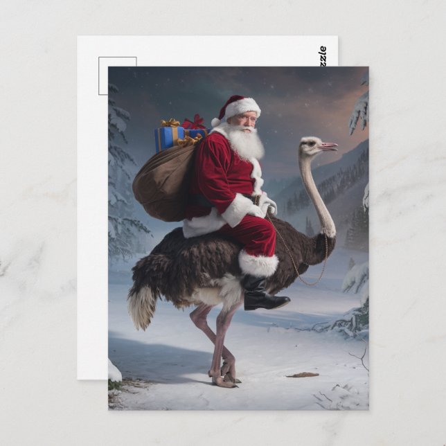 Santa and Ostrich Postcard (Front/Back)
