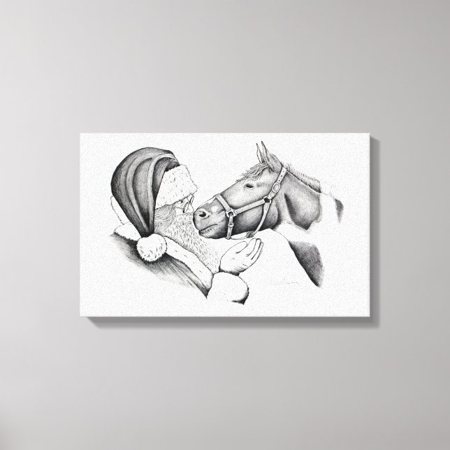 Santa and Paint Horse for Christmas Canvas Print (Front)