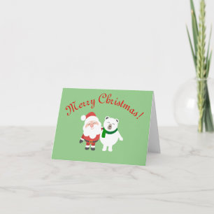 Santa and Polar Bear Christmas Greeting Card