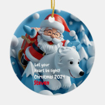 Santa and Polar Bear Personalized Ornament