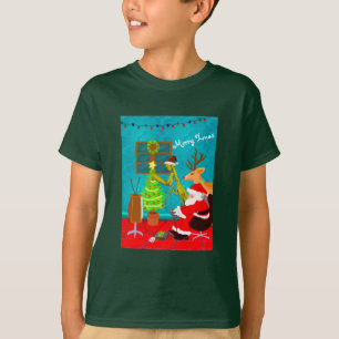 Santa And Praying Mantis Quirky Weird Christmas T-Shirt