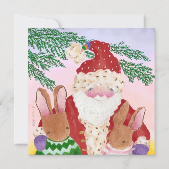 Santa and Rabbits photo card (Front)