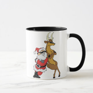 santa and raindeer mug