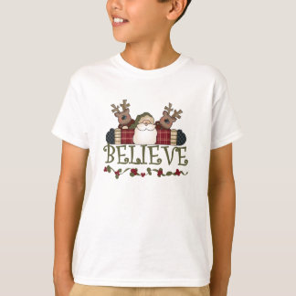 Santa and Reindeer Believe T-Shirt