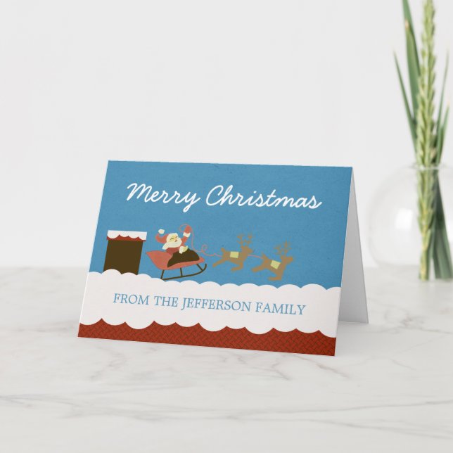 Santa and Reindeer Christmas Card (Front)