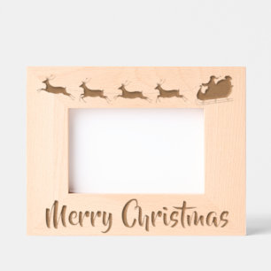 Santa and Reindeer Christmas Design Engraved Frames