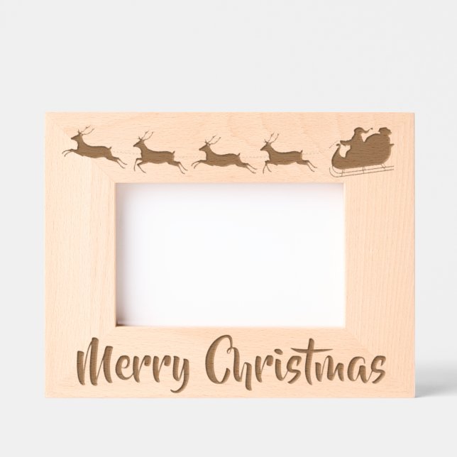 Santa and Reindeer Christmas Design Engraved Frames (Front)