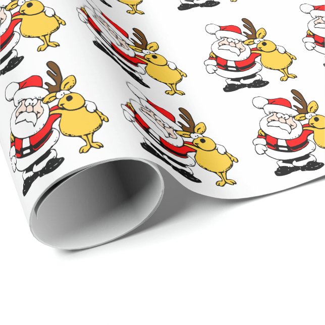Santa and Reindeer Christmas Gift Paper (Roll Corner)