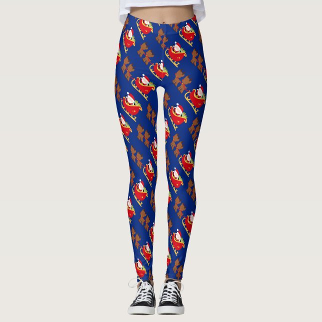 Santa and Reindeer Christmas Leggings (Front)