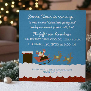 Santa and Reindeer Christmas Party Invite