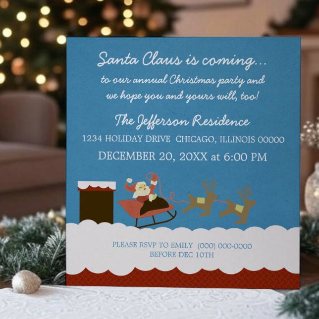 Santa and Reindeer Christmas Party Invite (Santa and Reindeer Christmas Party Invite)