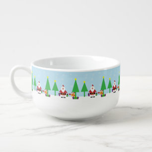Santa and Reindeer Christmas Soup Mug