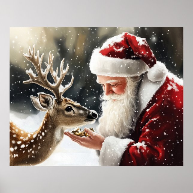 Santa and Reindeer Christmas Wall Art (Front)