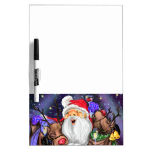 Santa and Reindeer Funny Christmas Dry Erase Board