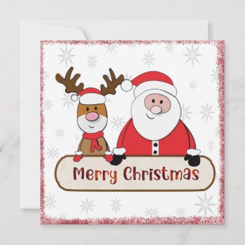 Santa And Reindeer Greeting Card by ChristmasTimeByDarla at Zazzle